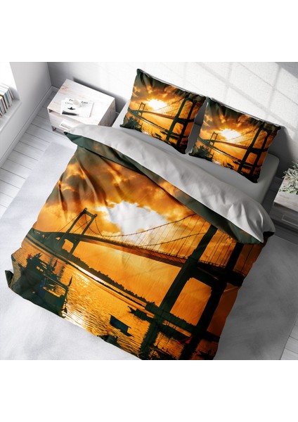 Bridge 3D Pamuk Saten Çift Kişilik Nevresim Takımı