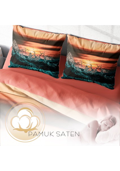 Deniz 3D Pamuk Saten Çift Kişilik Nevresim Takımı