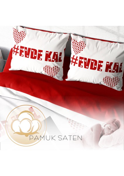 Evde Kal 3D Pamuk Saten Çift Kişilik Nevresim Takımı