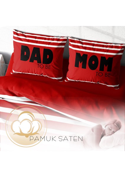 Mom & Dad 3D Pamuk Saten Çift Kişilik Nevresim Takımı