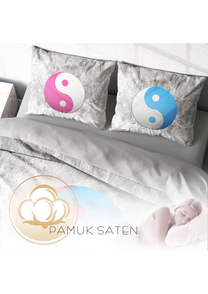 Ying Yang 3D Pamuk Saten Çift Kişilik Nevresim Takımı