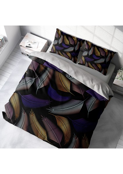 Color Leaf 3D Pamuk Saten Çift Kişilik Nevresim Takımı