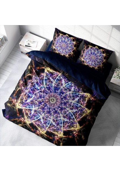 Mandala 1 3D Pamuk Saten Çift Kişilik Nevresim Takımı