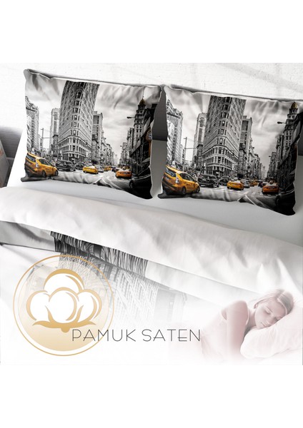 Taxi 3D Pamuk Saten Çift Kişilik Nevresim Takımı fırsatları