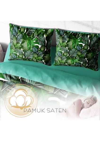 Green Forest 3D Pamuk Saten Çift Kişilik Nevresim Takımı