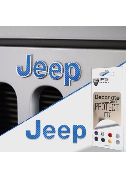 Ipg Jeep Wrangler 2015 - 2018 Ön Jeep Amblem Sticker (Mavi Karbon Fiber)