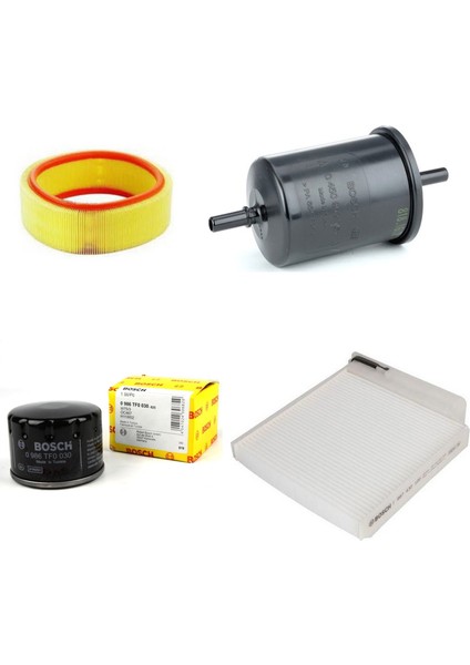 Filtre Bakım Seti Dacia Logan - Sandero 1.4 2005-2011 Benzinli Hava + Yağ F.+ Yakıt Filtre + Polen Bosch