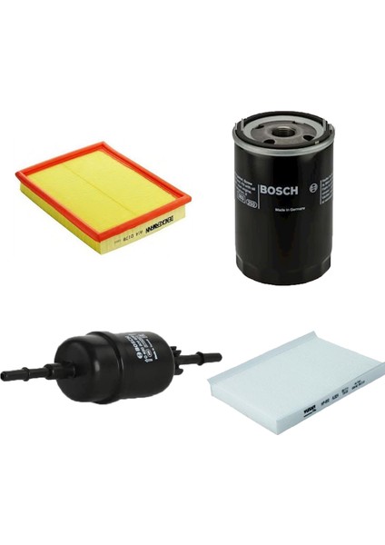 Filtre Bakım Seti Fiat Albea 1.2 Benzinli Hava + Yağ F.+ Yakıt Filtre + Polen Bosch
