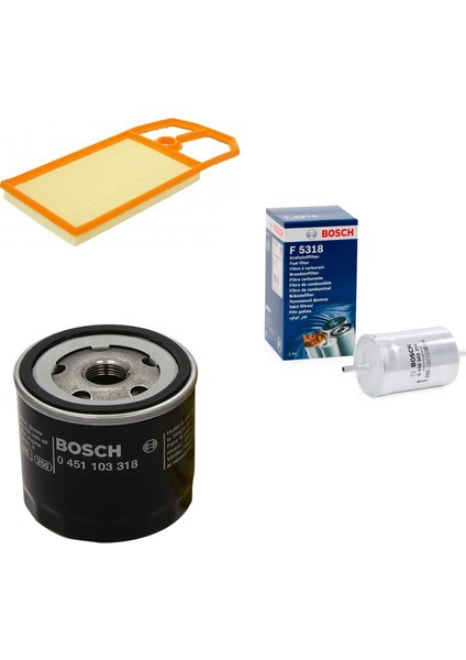 Filtre Bakım Seti Volkswagen Bora 1.6 Benzinli 105 Beygir Hava + Yağ F.+ Yakıt Filtre Bosch