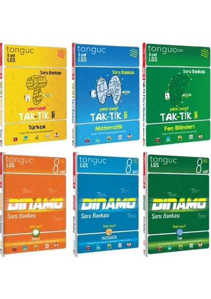 Tonguç 8. Sınıf Matematik Türkçe Fen Taktikli - Dinamo Soru Bankası Seti