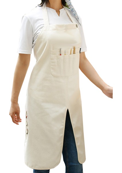 Askılı Önlük Master Şef - Barista - Aşçı - Kuaför - Tattoo - Mutfak - Chef Garson Önlüğü Krem