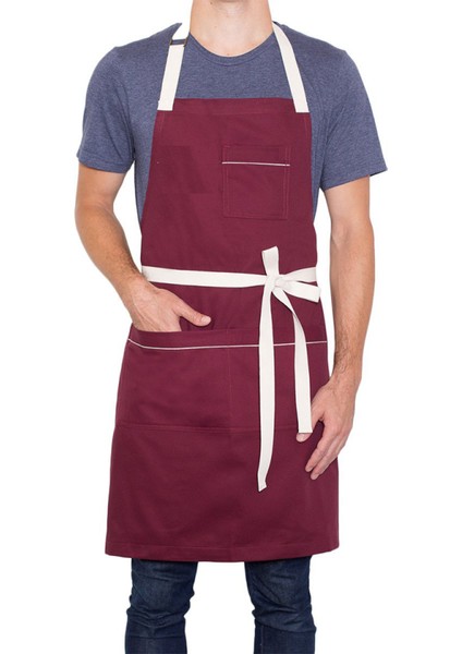 Askılı Önlük Master Şef - Barista - Aşçı - Kuaför - Tattoo - Mutfak - Chef Garson Önlüğü Bordo