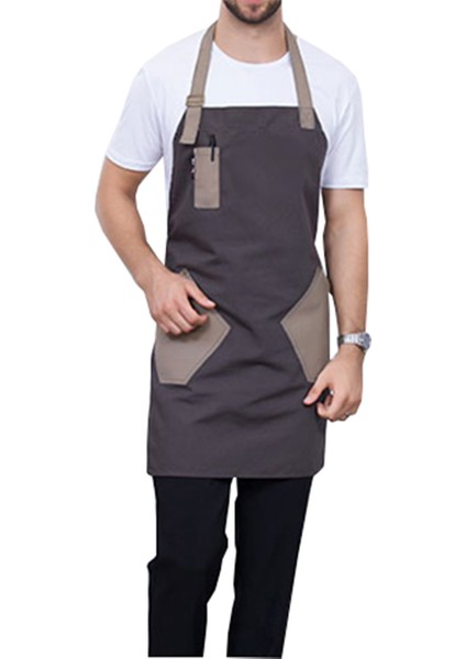 Askılı Önlük Master Şef - Barista - Aşçı - Kuaför - Tattoo - Mutfak - Chef Garson Önlüğü Gri