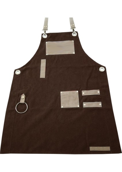 Askılı Önlük Master Şef - Barista - Aşçı - Kuaför - Tattoo - Mutfak - Chef Garson Önlüğü Kahverengi