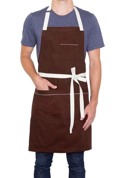 Askılı Önlük Master Şef - Barista - Aşçı - Kuaför - Tattoo - Mutfak - Chef Garson Önlüğü Kahverengi