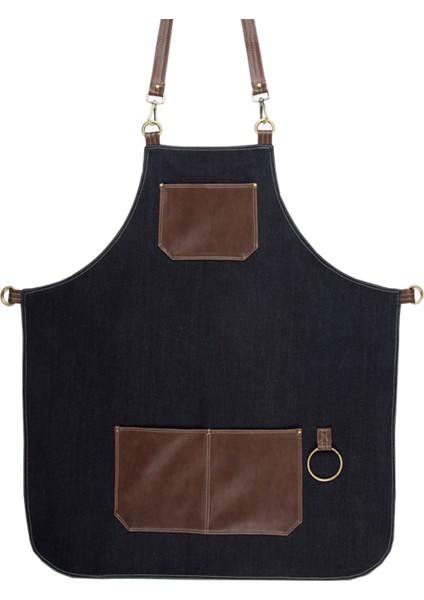 Askılı Önlük Master Şef - Barista - Aşçı - Kuaför - Tattoo - Mutfak - Chef Garson Önlüğü Kahverengi