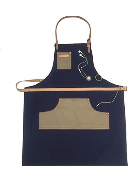 Askılı Önlük Master Şef - Barista - Aşçı - Kuaför - Tattoo - Mutfak - Chef Garson Önlüğü Krem