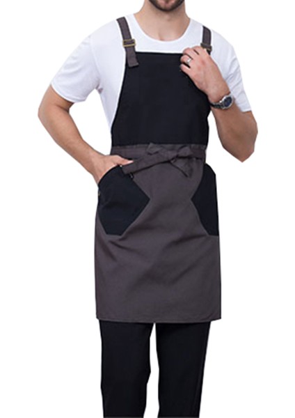 Askılı Önlük Master Şef - Barista - Aşçı - Kuaför - Tattoo - Mutfak - Chef Garson Önlüğü Siyah
