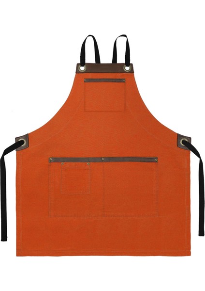 Askılı Önlük Master Şef - Barista - Aşçı - Kuaför - Tattoo - Mutfak - Chef Garson Önlüğü Turuncu