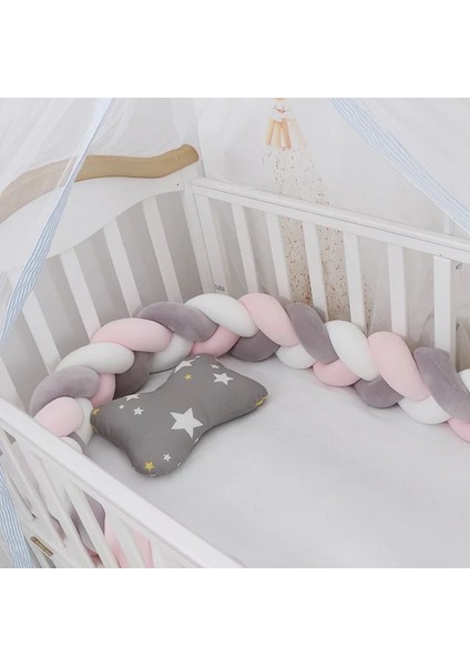 store 3'lü Örgü Koruma 200 cm Pembe-Gri-Beyaz