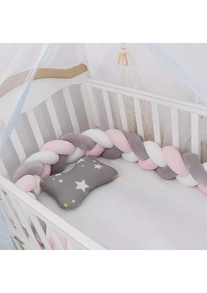 store 3'lü Örgü Koruma 200 cm Pembe-Beyaz-Gri