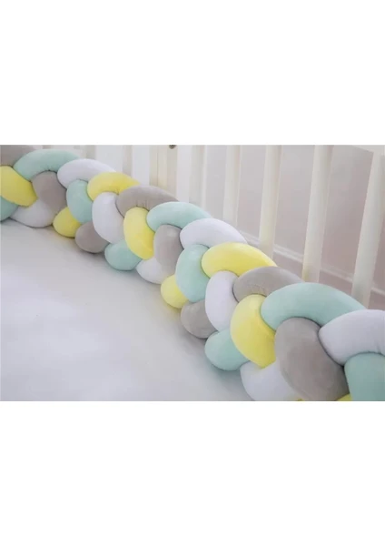 Guldesignstore 4'lü Örgü Koruma 200 cm Sarı-Beyaz-Gri-Bebe Mavi