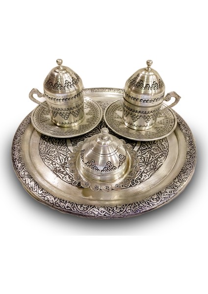 El Yapımı Bakır Kahve Fincan Takımı (2 Fincanlı Takım)