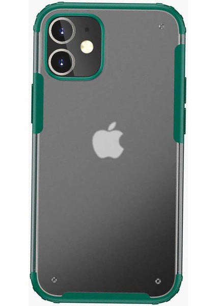 Apple iPhone 12 Max Kılıf Kenarları Renkli Voldi Şeffaf Silikon Koruma Koyu Yeşil fiyatları