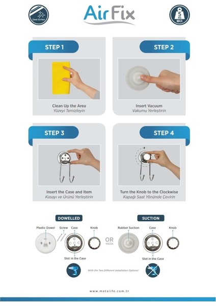 Metalife Airfix Krom Vakumlu Kağıt Havluluk modelleri