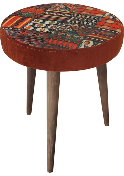 Arasta Life Style  Ece Kilim Tarçın Yuvarlak Puf Tabure