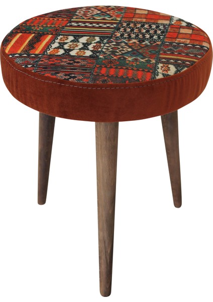 Arasta Life Style  Ece Kilim Tarçın Yuvarlak Puf Tabure