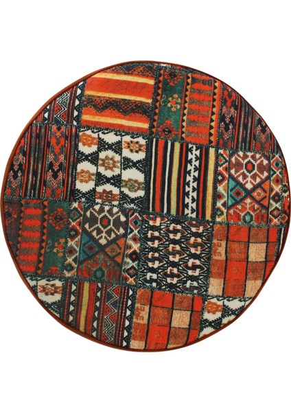 Arasta Life Style  Ece Kilim Tarçın Yuvarlak Puf Tabure