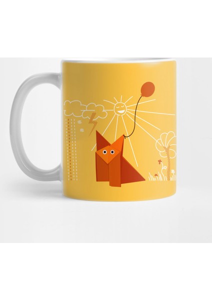 Cute Origami Fox Is Happy Kupa Bardak