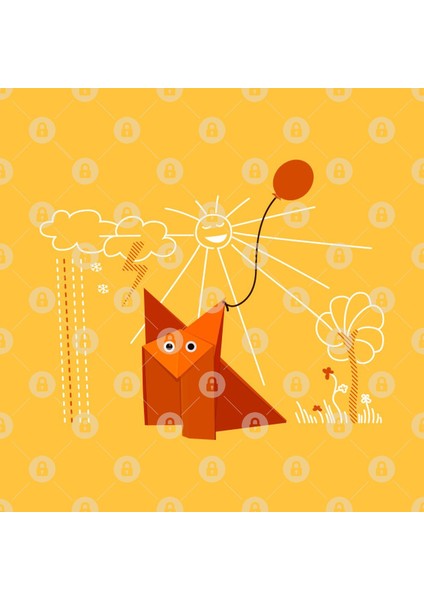 Cute Origami Fox Is Happy Kupa Bardak