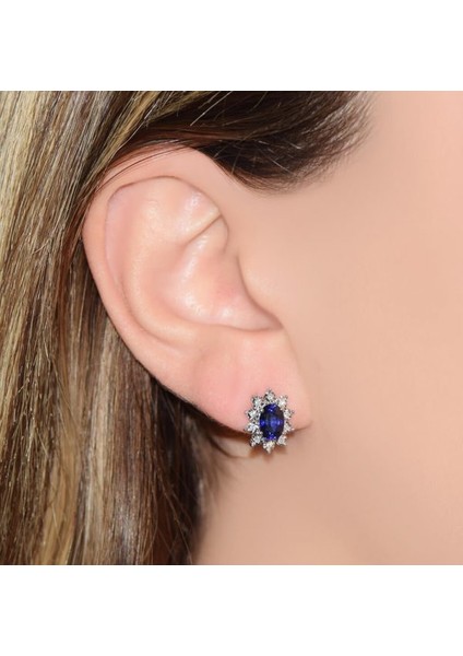 Safir 2.47 Ct Pırlanta Küpe modelleri