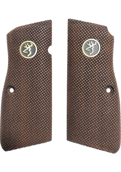Belçika Browning 14 Lü Metal Browning Logolu Lazer Kesim Ahşap Kabze Mod1