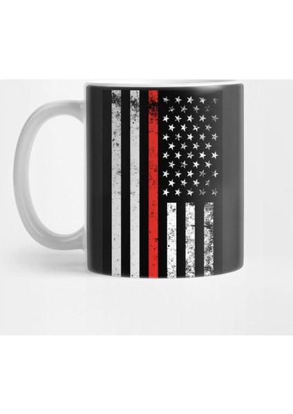 Distressed Fire Fighter Thin Red Line Flag Kupa Bardak