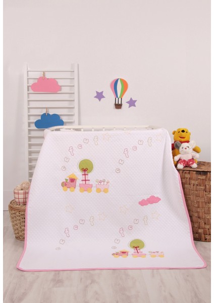 Pamuk Pembe Tren Desenli Bebek Pikesi