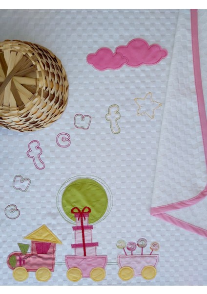 Pamuk Pembe Tren Desenli Bebek Pikesi