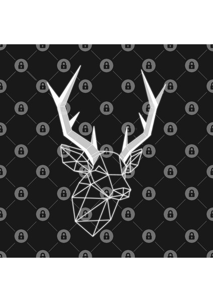 Geometric Light Line Stag Head Kupa Bardak