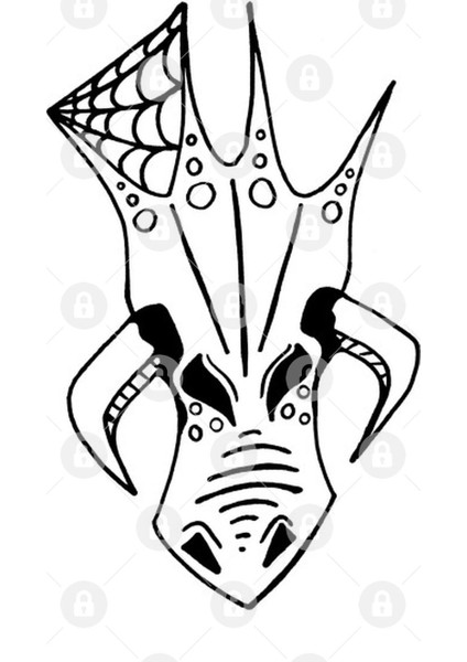 Dragon Head Line Art Kupa Bardak