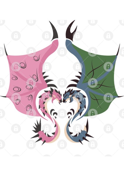 Heaven And Earth - Pink Rathian And Azure Rathalos Kupa Bardak