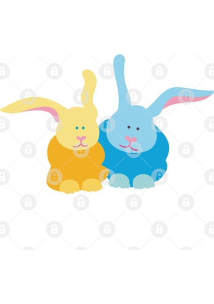 Pair Of Blue And Gold Bunnies Kupa Bardak