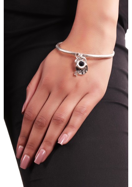 Kadın Antik Gümüş Kaplama Swarovski Taşlı Kilit&anahtar Charm Bilezik fiyatları