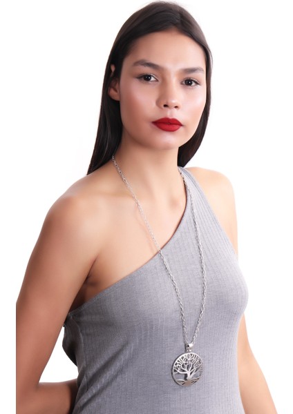 Kadın Antik Gümüş Kaplama Hayat Ağacı Figürlü Kolye modelleri