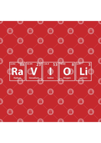 Ravioli (Ra-V-I-O-Li) Periodic Elements Spelling Kupa Bardak