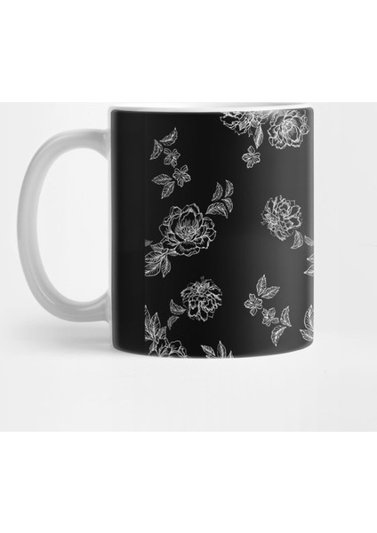 Peony Flowers Pattern Kupa Bardak