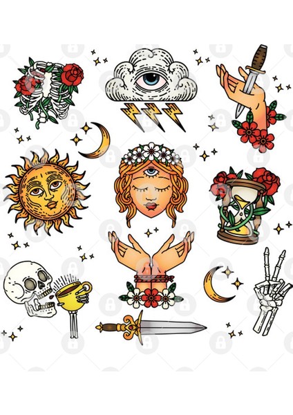 Occult Traditional Tattoo Flash Sheet Design Kupa Bardak