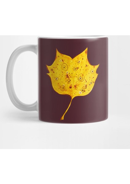 Fancy Watercolor Yellow Autumn Leaf Kupa Bardak