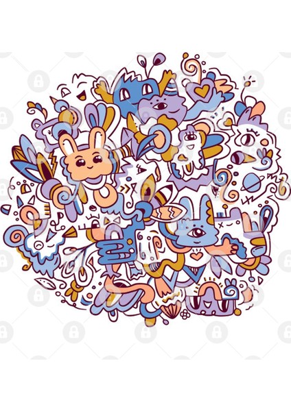 Happy Doodle Bunch Kupa Bardak